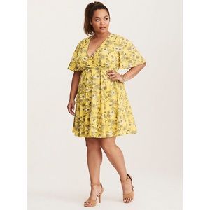 CCO Sale Torrid Yellow Georgette Faux Wrap Dress